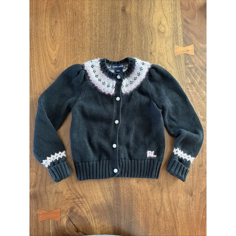 RARE Vintage Ralph Lauren Girls Cardigan‎ 4T 100% Cotton